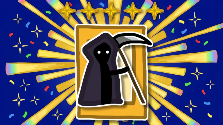 Summon banner art from Doodle Tower Defense showing the Reaper card