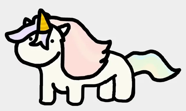Unicorn, a white doodle unicorn with a pastel rainbow mane, from a Doodle & Co. YouTube Short